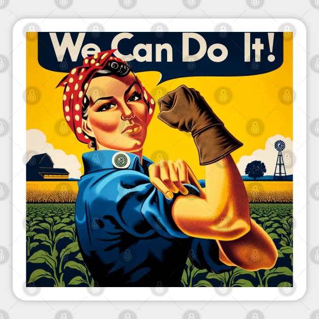 Empowerment Harvest: Cesar Chavez Day 'We Can Do It' Sticker by Edd Paint Something